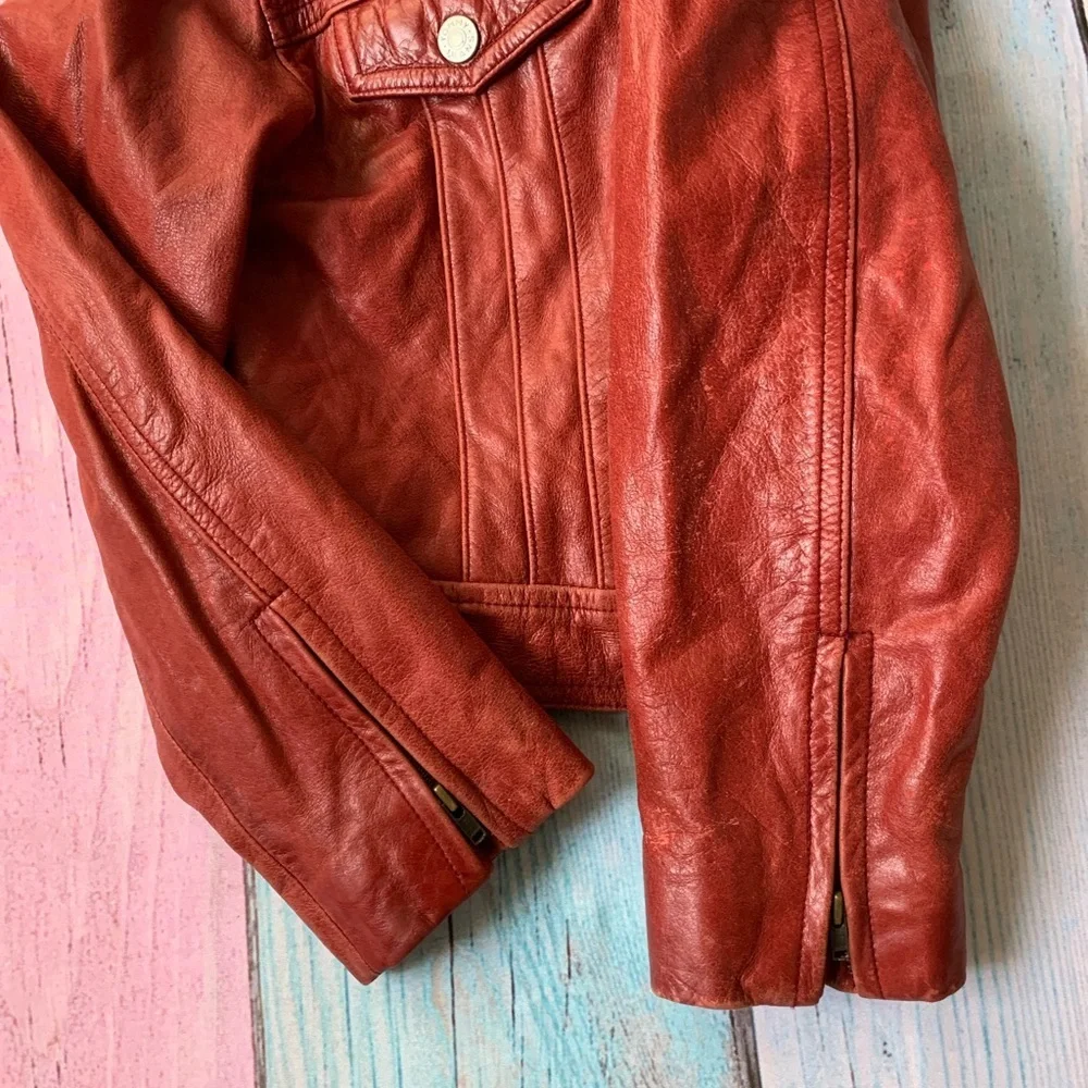 Tommy Hilfiger Girls' Red Jean-Style Leather Jacket
